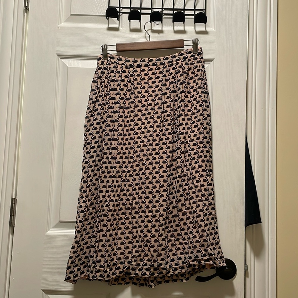ModCloth midi skirt - light pink with navy swan print